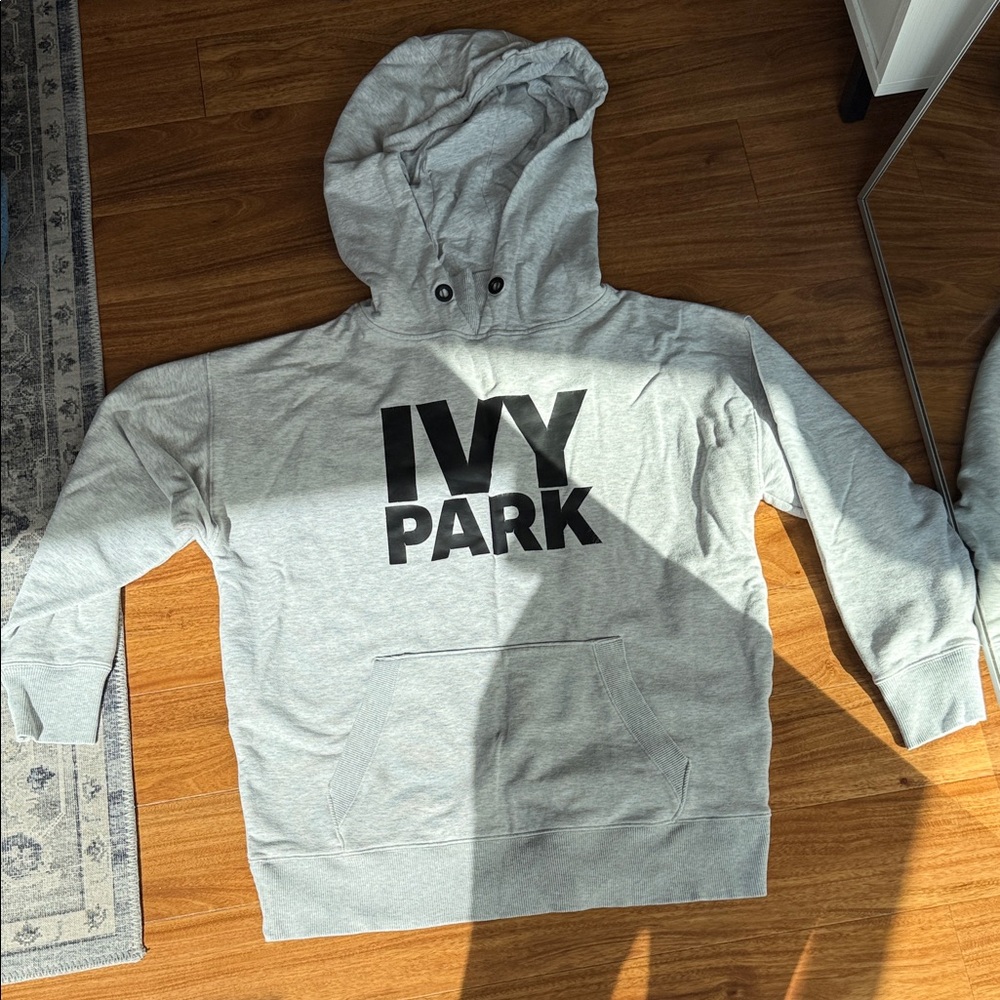 IVY PARK Light Gray Hoodie with Black Logo